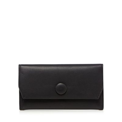 Black leather button fold over purse